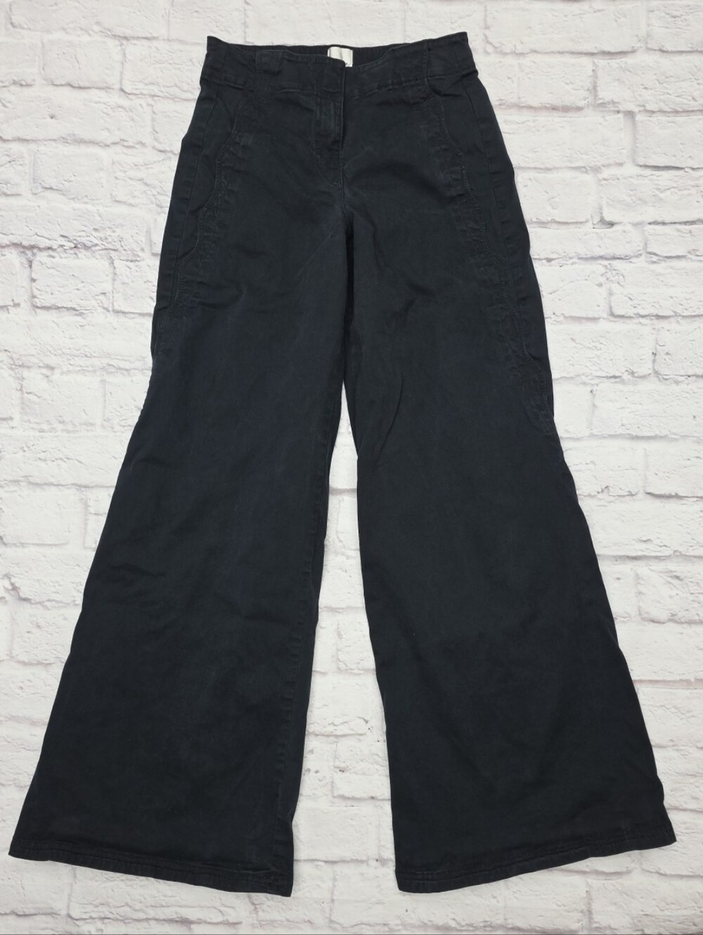 Maeve Collette Wide-Leg Pants Sz 27x30 Black Cropped Mid-Rise Trousers